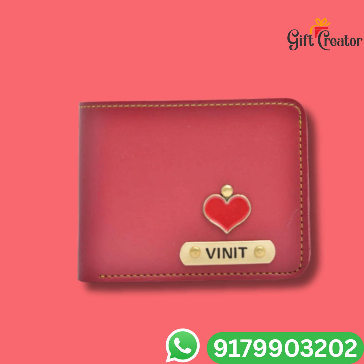 Personalized Name Wallet and Keychain with Your Name and Charm