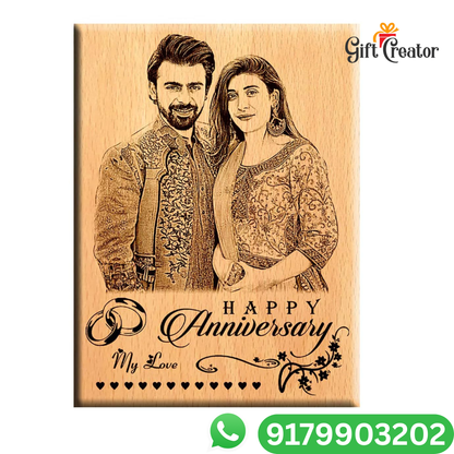 Personalised Frame Photo Text - Natural Wood Square Engraved Frame