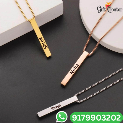 Bar Name Necklace - Your Name Custom Personalized Pendant
