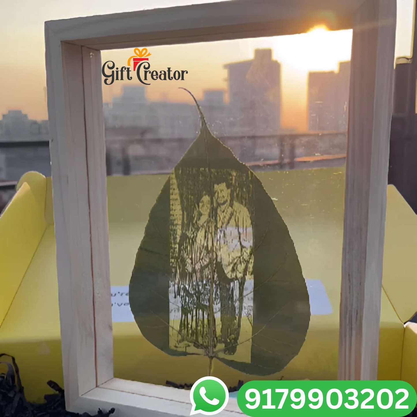 Personalised Leaf Your Photo -  Photo Leaf Engraving Frame - Light