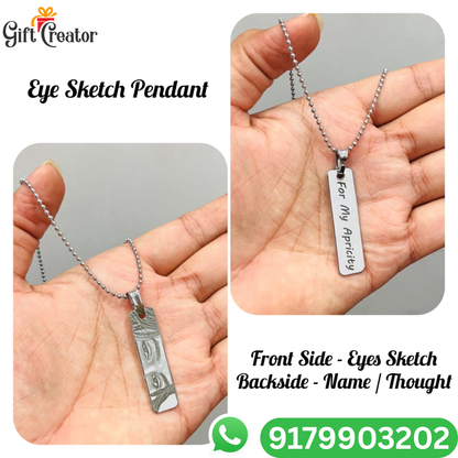 Personalised Eye Necklace Your Photo -  Engraved Eye Locket Photo and Text
