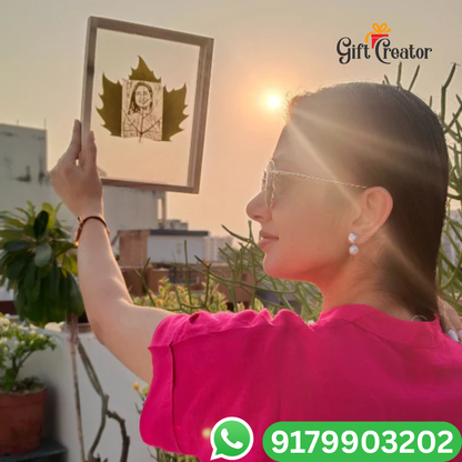 Personalised Leaf Your Photo -  Photo Leaf Engraving Frame - Light