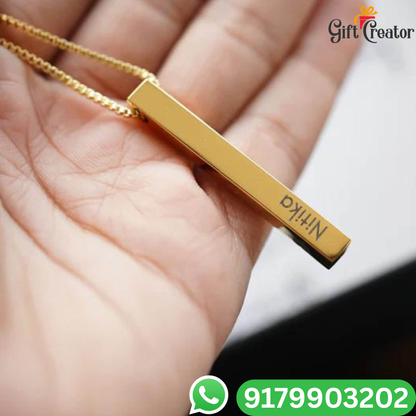 Bar Name Necklace - Your Name Custom Personalized Pendant