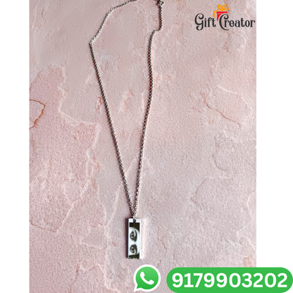 Personalised Eye Necklace Your Photo -  Engraved Eye Locket Photo and Text