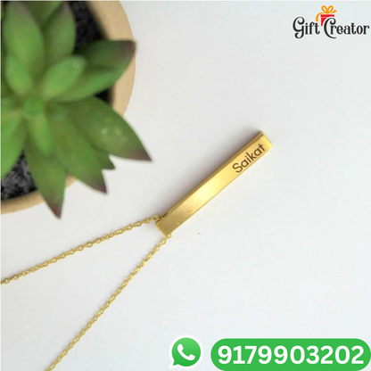 Bar Name Necklace - Your Name Custom Personalized Pendant