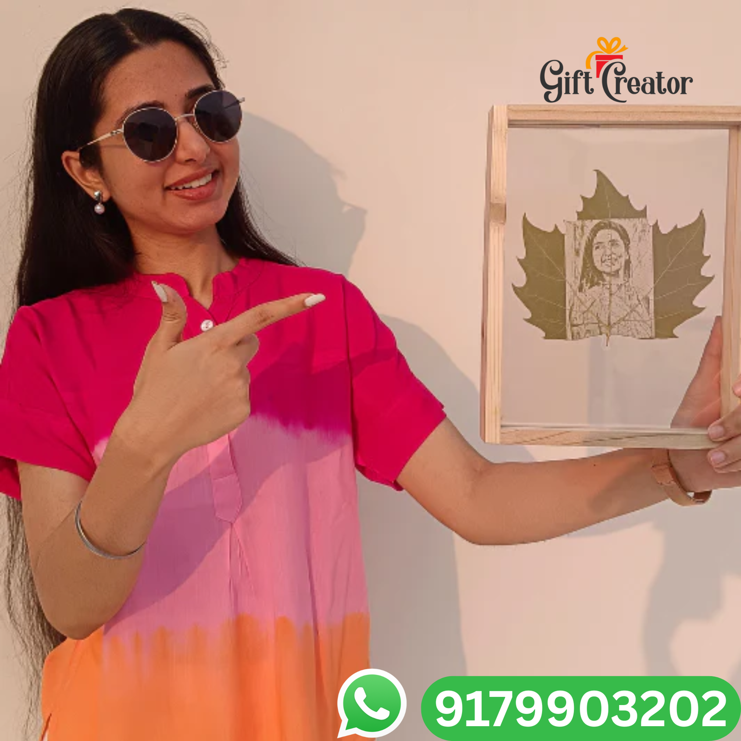 Personalised Leaf Your Photo -  Photo Leaf Engraving Frame - Light