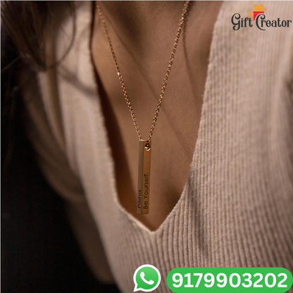 Bar Name Necklace - Your Name Custom Personalized Pendant