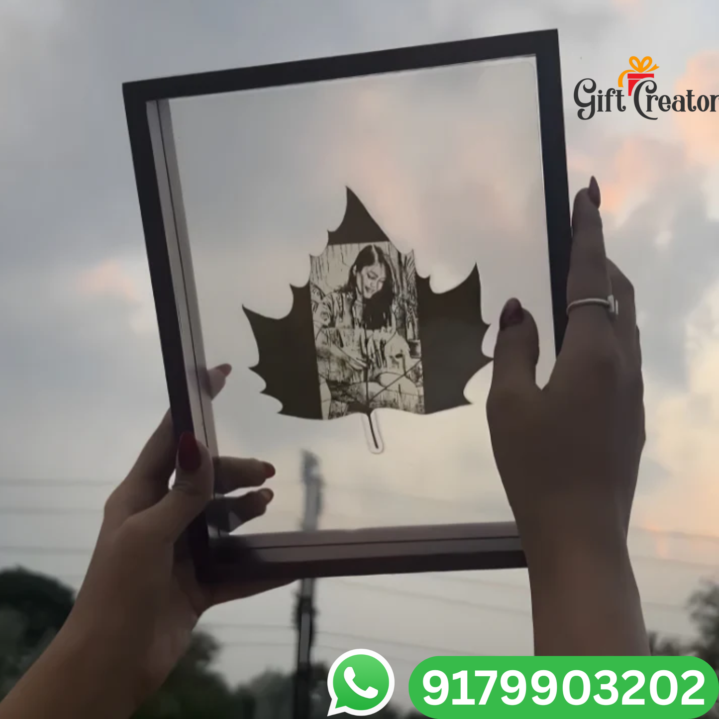 Personalised Leaf Your Photo -  Photo Leaf Engraving Frame - Light