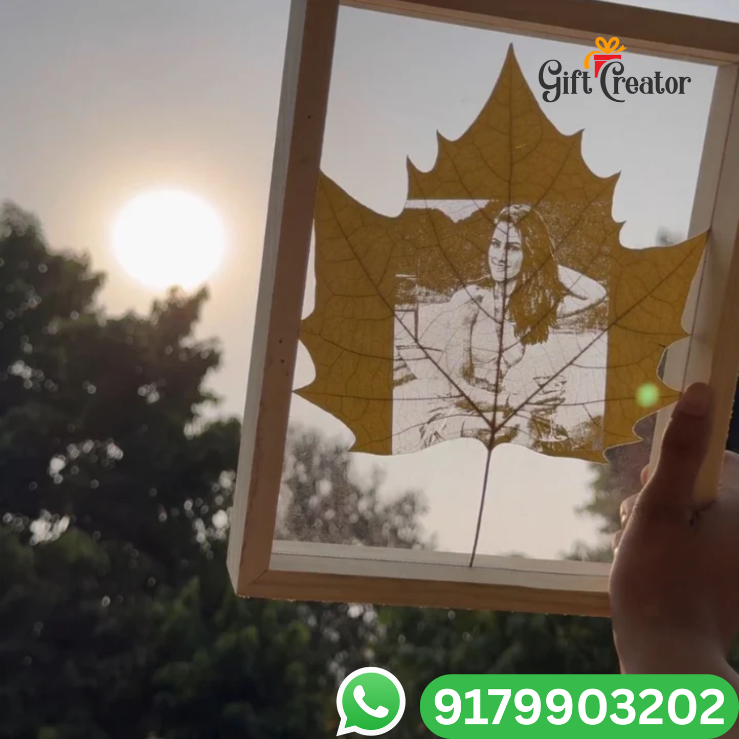 Personalised Leaf Your Photo -  Photo Leaf Engraving Frame - Light