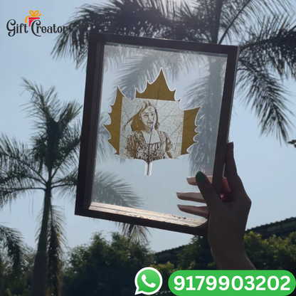 Personalised Leaf Your Photo -  Photo Leaf Engraving Frame - Light