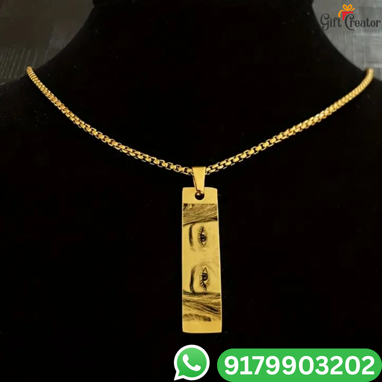 Personalised Eye Necklace Your Photo -  Engraved Eye Locket Photo and Text