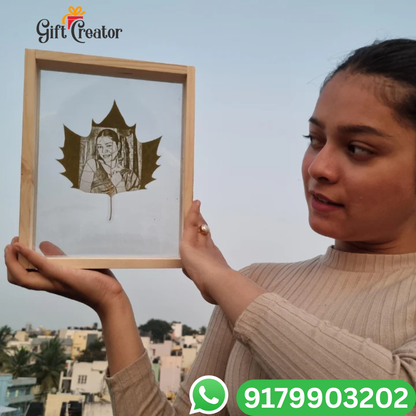 Personalised Leaf Your Photo -  Photo Leaf Engraving Frame - Light