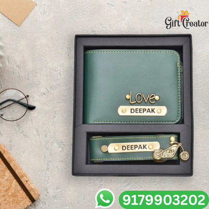 Personalized Name Wallet and Keychain with Your Name and Charm