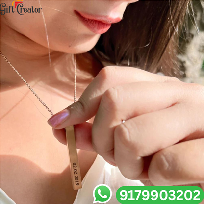 Bar Name Necklace - Your Name Custom Personalized Pendant