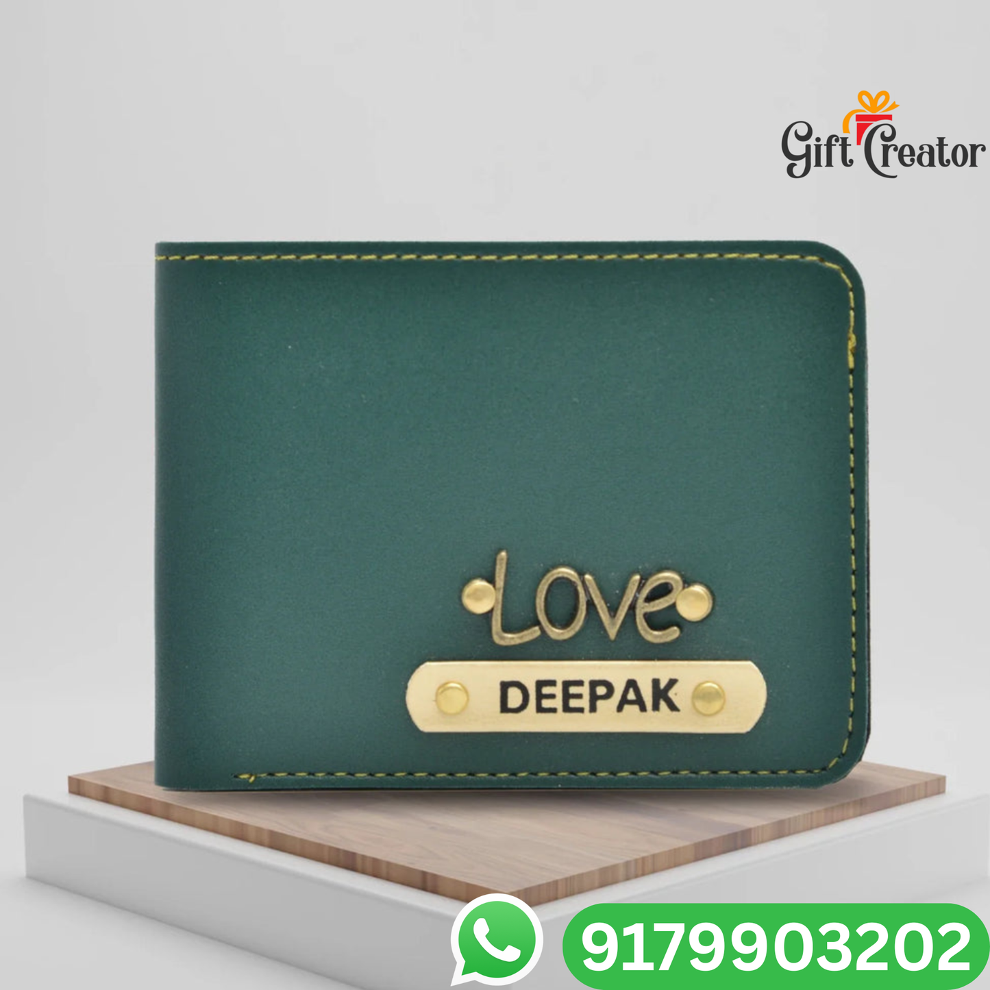 Personalized Name Wallet and Keychain with Your Name and Charm