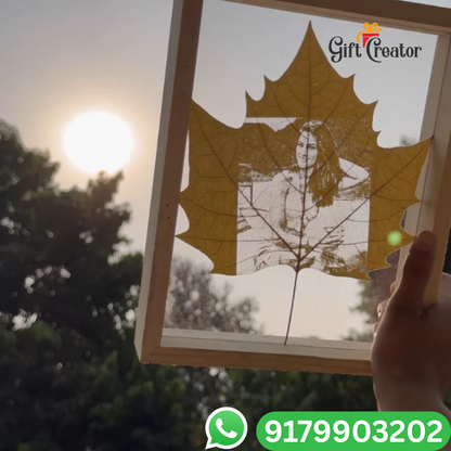 Personalised Leaf Your Photo -  Photo Leaf Engraving Frame - Light