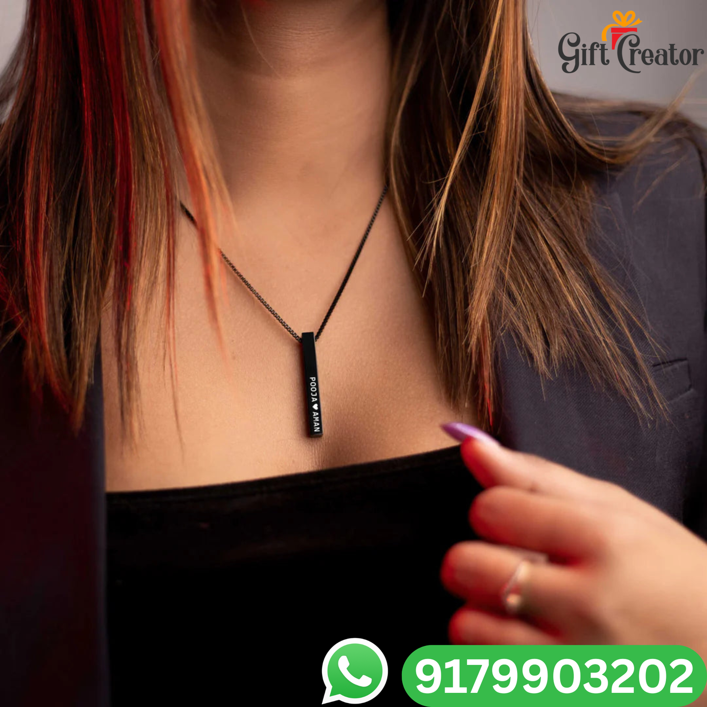 Bar Name Necklace - Your Name Custom Personalized Pendant