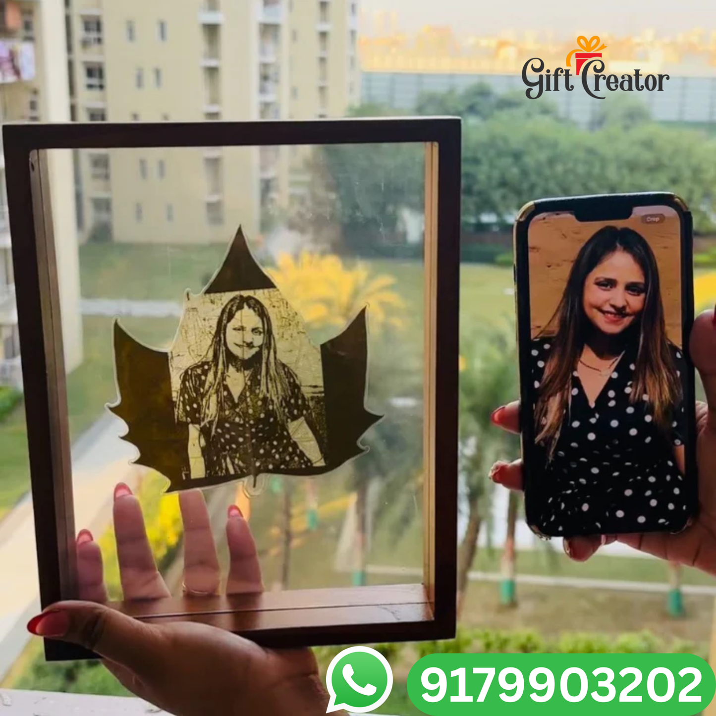 Personalised Leaf Your Photo -  Photo Leaf Engraving Frame - Light