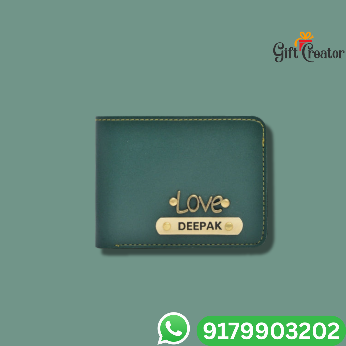 Personalized Name Wallet and Keychain with Your Name and Charm