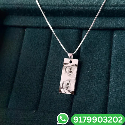 Personalised Eye Necklace Your Photo -  Engraved Eye Locket Photo and Text