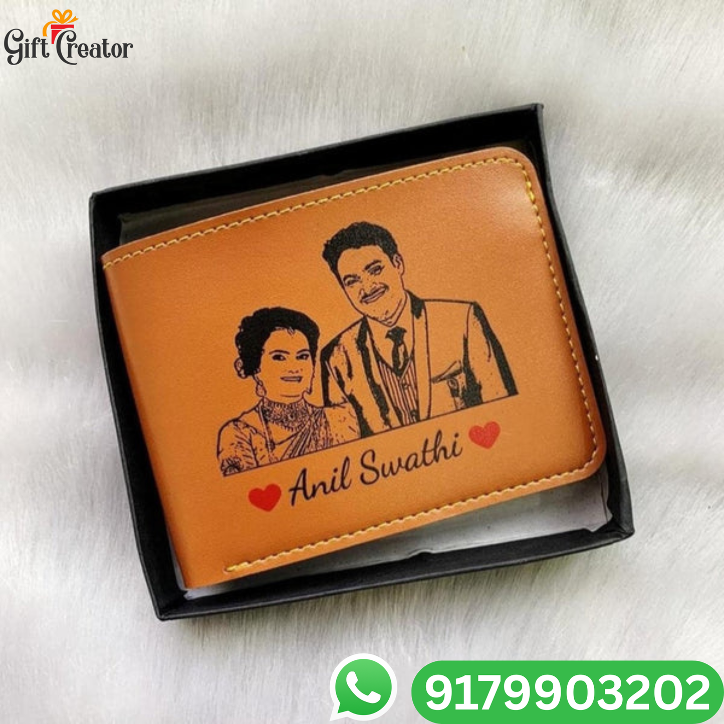 Personalized Sketch/Photo Wallet with Your Photo and Text