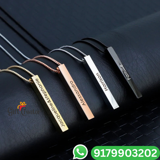 Bar Name Necklace - Your Name Custom Personalized Pendant