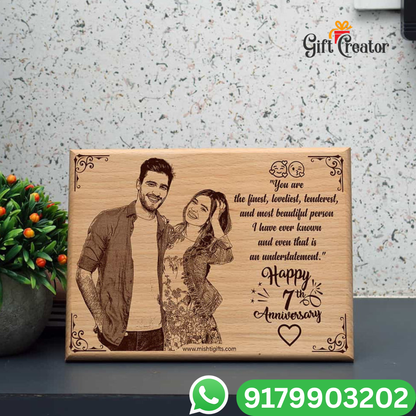 Personalised Frame Photo Text - Natural Wood Square Engraved Frame