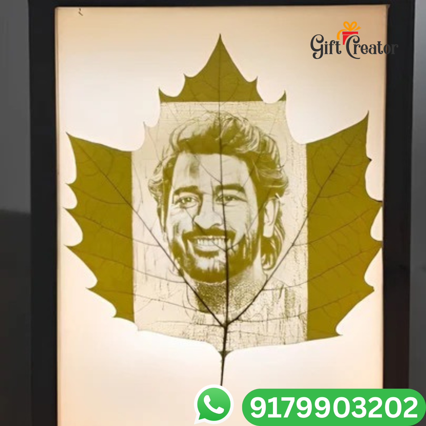 Personalised Leaf Your Photo -  Photo Leaf Engraving Frame - Light