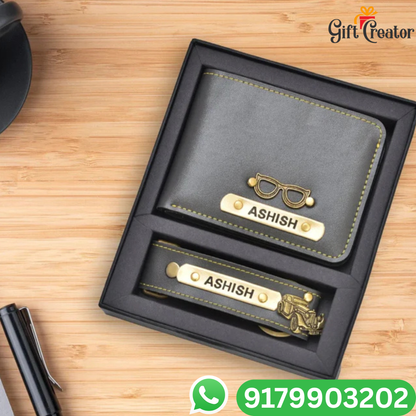 Personalized Name Wallet and Keychain with Your Name and Charm