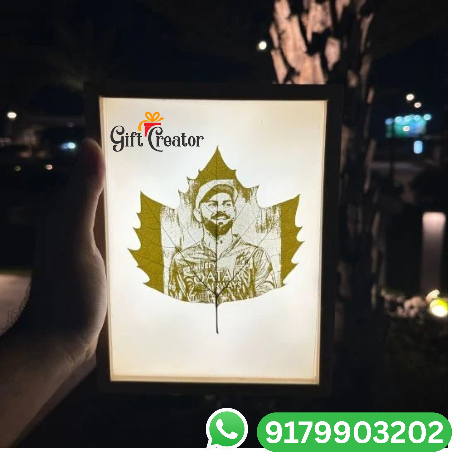 Personalised Leaf Your Photo -  Photo Leaf Engraving Frame - Light
