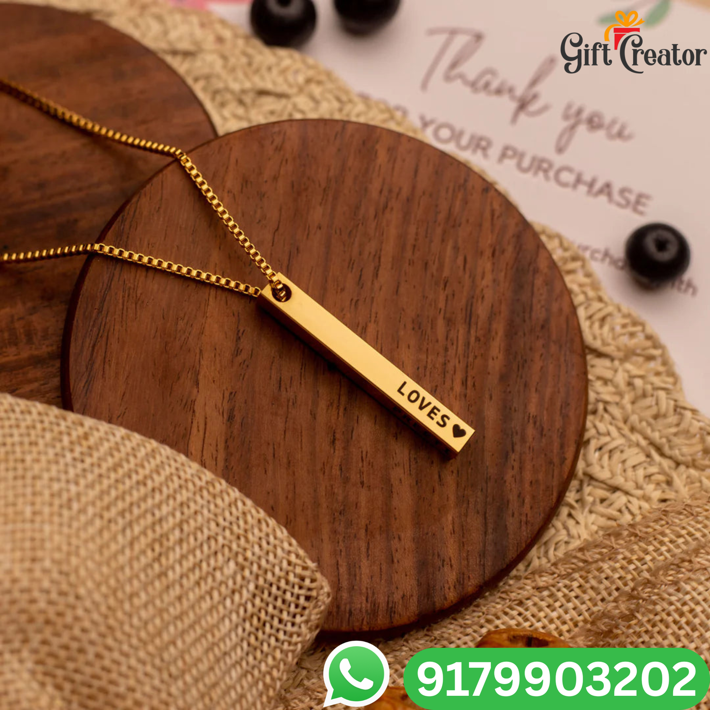 Bar Name Necklace - Your Name Custom Personalized Pendant