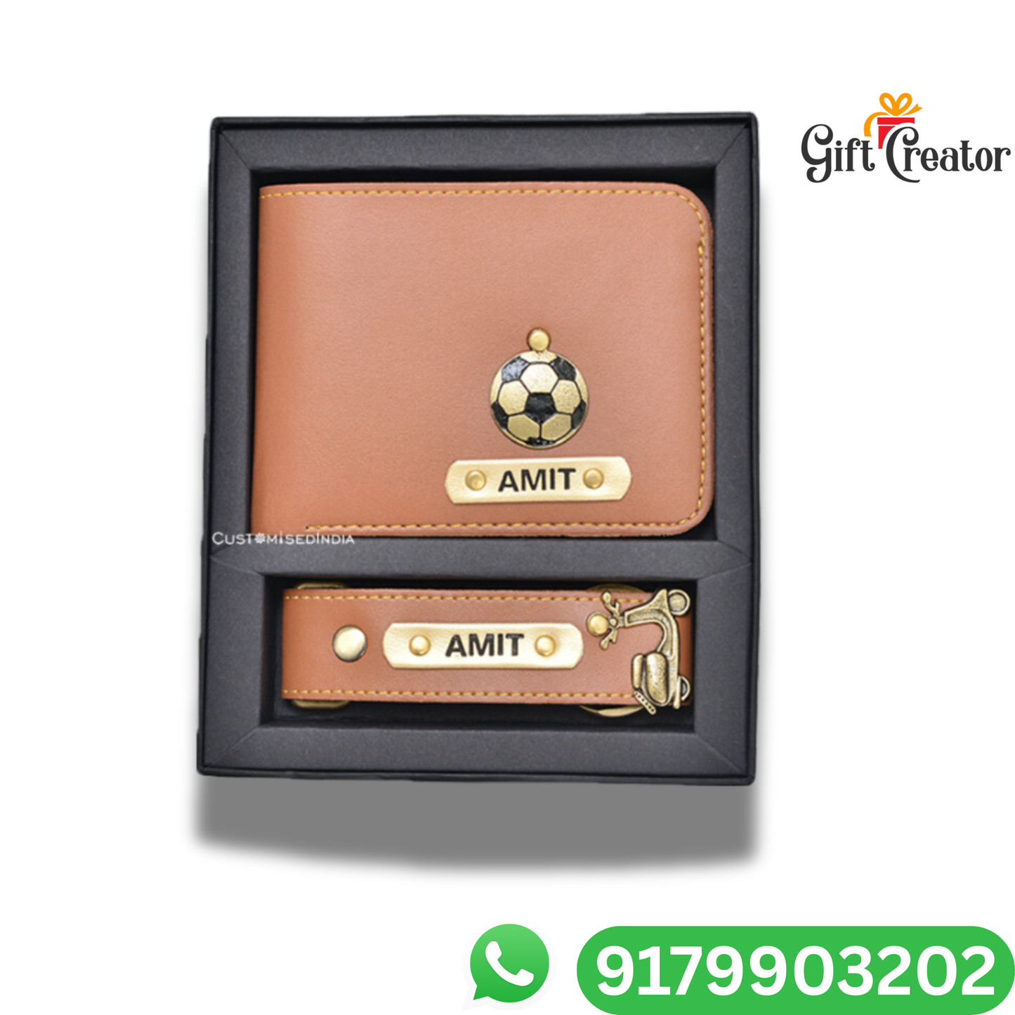 Personalized Name Wallet and Keychain with Your Name and Charm