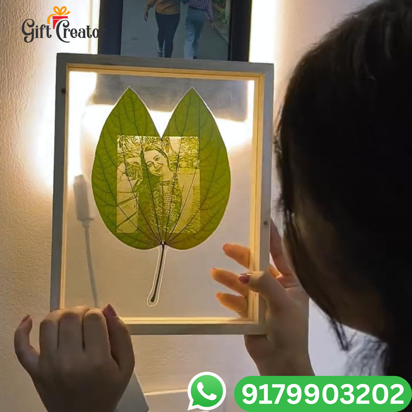 Personalised Leaf Your Photo -  Photo Leaf Engraving Frame - Light