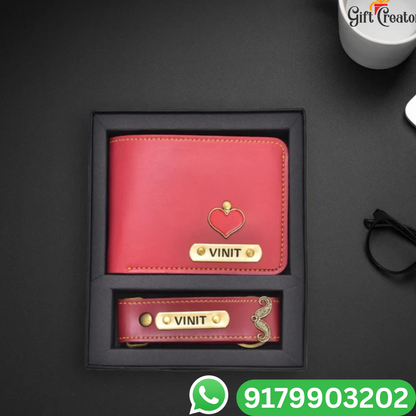 Personalized Name Wallet and Keychain with Your Name and Charm