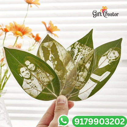 Personalised Leaf Your Photo -  Photo Leaf Engraving Frame - Light