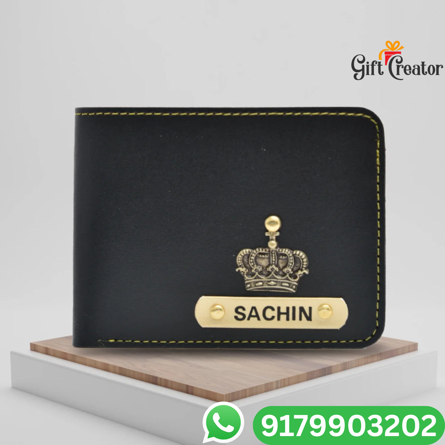 Personalized Name Wallet and Keychain with Your Name and Charm