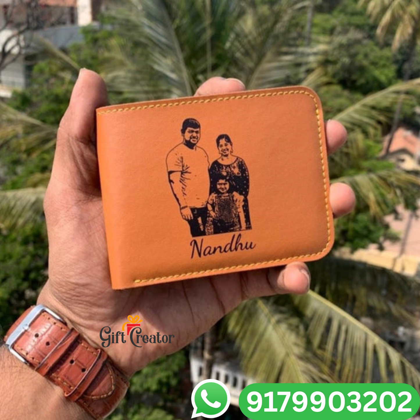 Personalized Sketch/Photo Wallet with Your Photo and Text