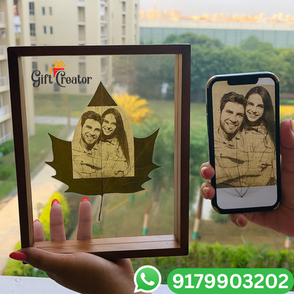 Personalised Leaf Your Photo -  Photo Leaf Engraving Frame - Light