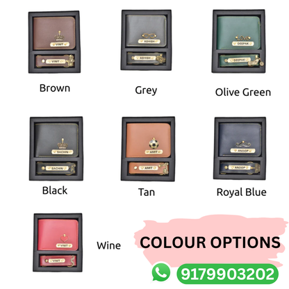 Personalized Name Wallet and Keychain with Your Name and Charm