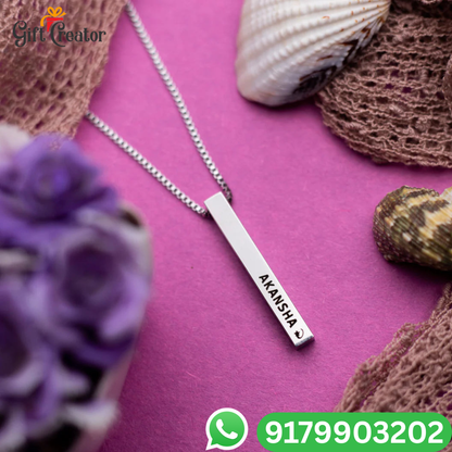 Bar Name Necklace - Your Name Custom Personalized Pendant