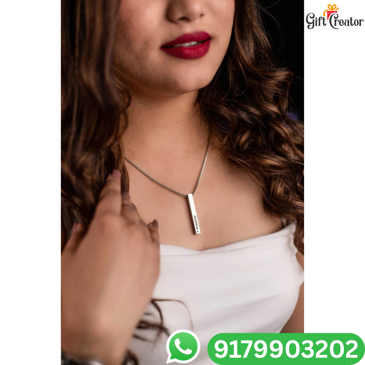 Bar Name Necklace - Your Name Custom Personalized Pendant