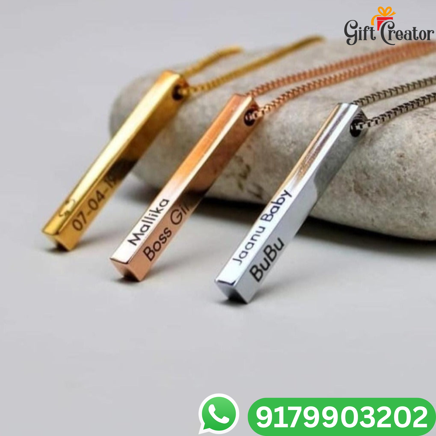 Bar Name Necklace - Your Name Custom Personalized Pendant