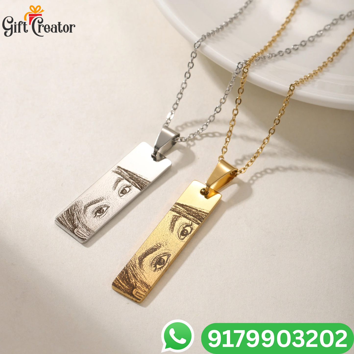 Personalised Eye Necklace Your Photo -  Engraved Eye Locket Photo and Text