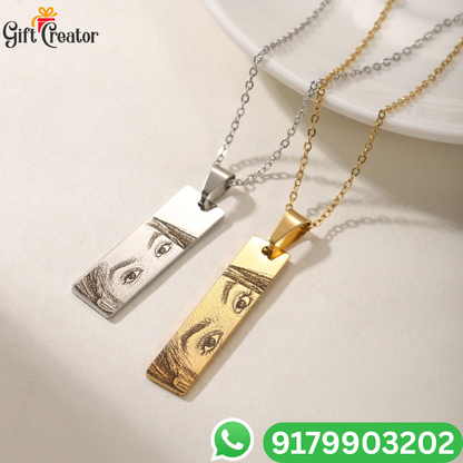 Personalised Eye Necklace Your Photo -  Engraved Eye Locket Photo and Text