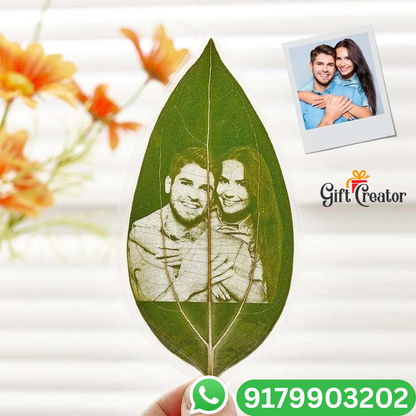 Personalised Leaf Your Photo -  Photo Leaf Engraving Frame - Light