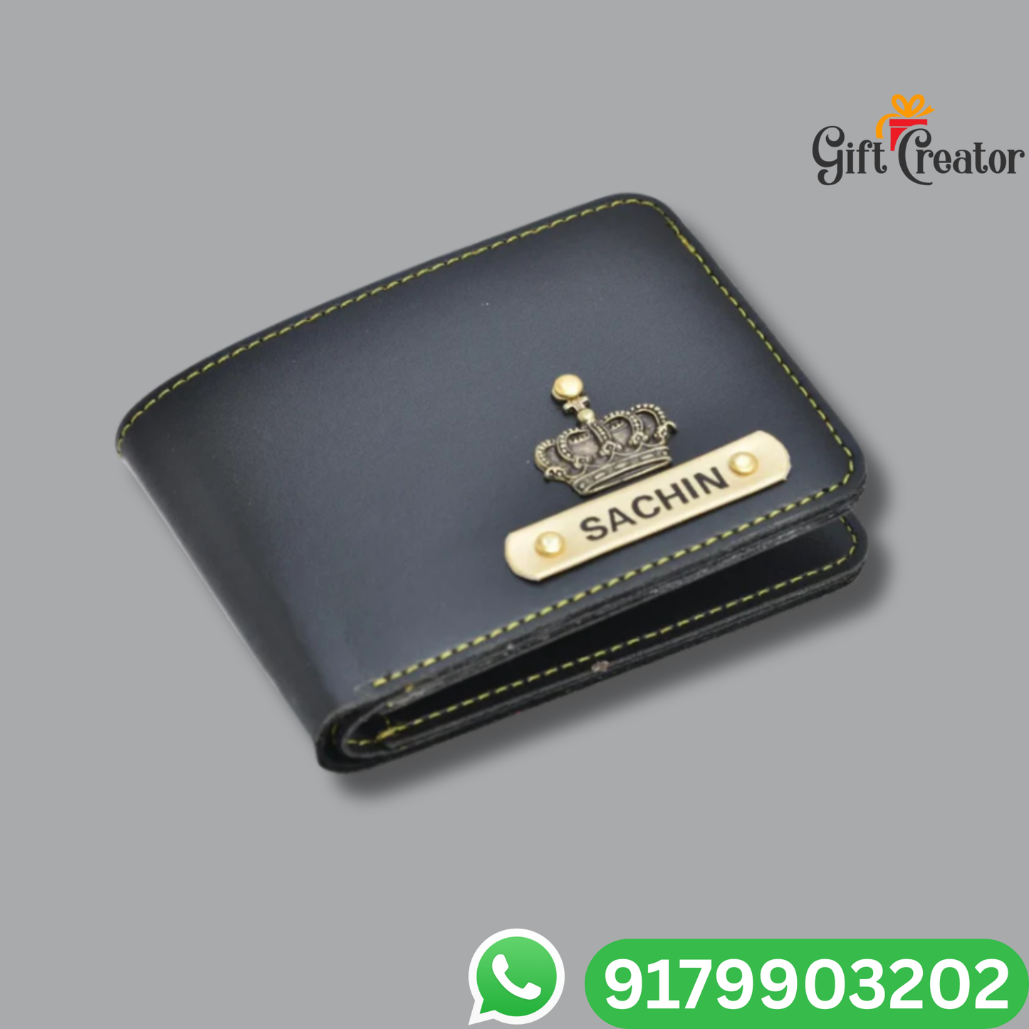 Personalized Name Wallet and Keychain with Your Name and Charm