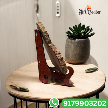 Personalised Photo Text - Natural Wood Heart Engraved Frame