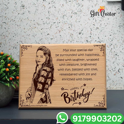 Personalised Frame Photo Text - Natural Wood Square Engraved Frame