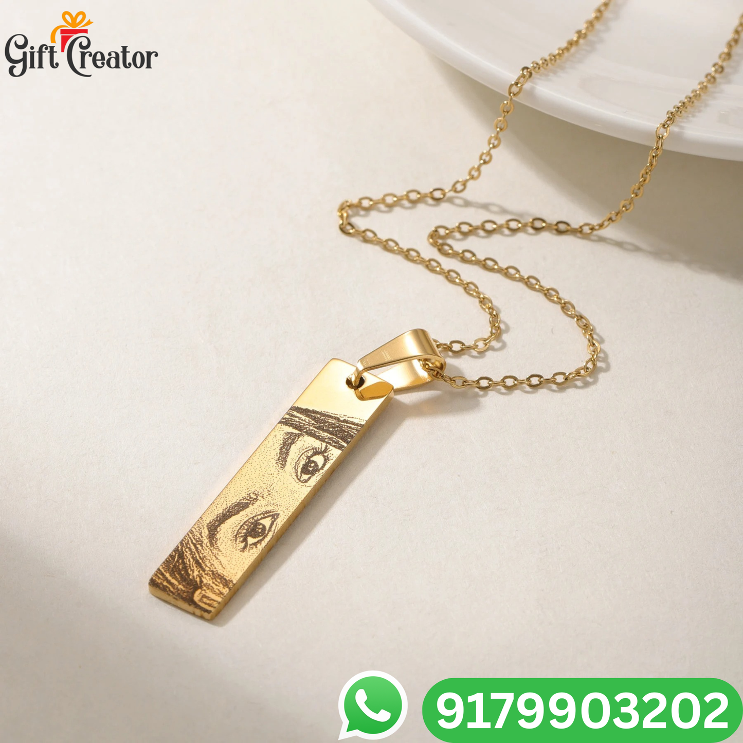 Personalised Eye Necklace Your Photo -  Engraved Eye Locket Photo and Text