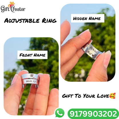 Personalized Name Ring with Custom Engraving Adjustable Size